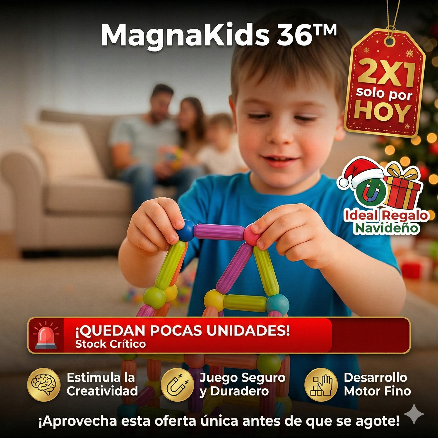 MagnaKids 36™ – Bloques Magnéticos Creativos- 3X1 - Lleva 75 piezas !!