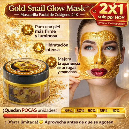 Gold Snail Glow Mask™ – Mascarilla Facial de Colágeno 24K 2x1