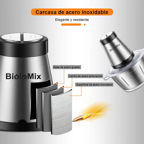 Picadora y Moledora de alimentos 2 Litros Acero Inoxidable